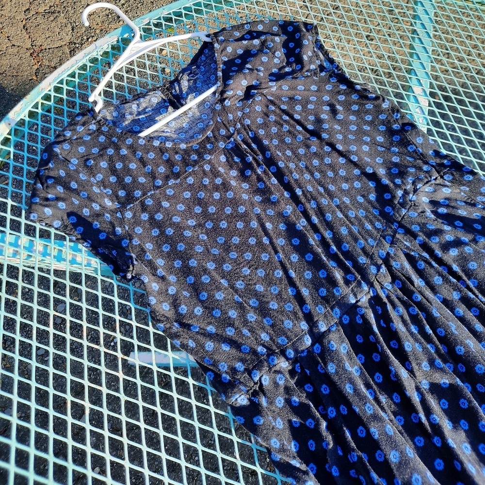 Black and Blue Floral Gap Dress with Pockets